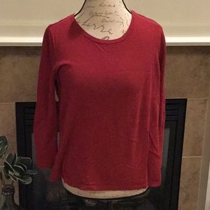 Loft Mixed Media Sweater Cranberry
